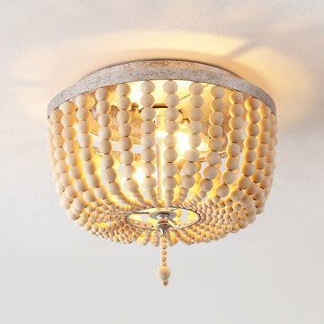 Allison 15" Wood Beaded/Metal LED Flush Mount
